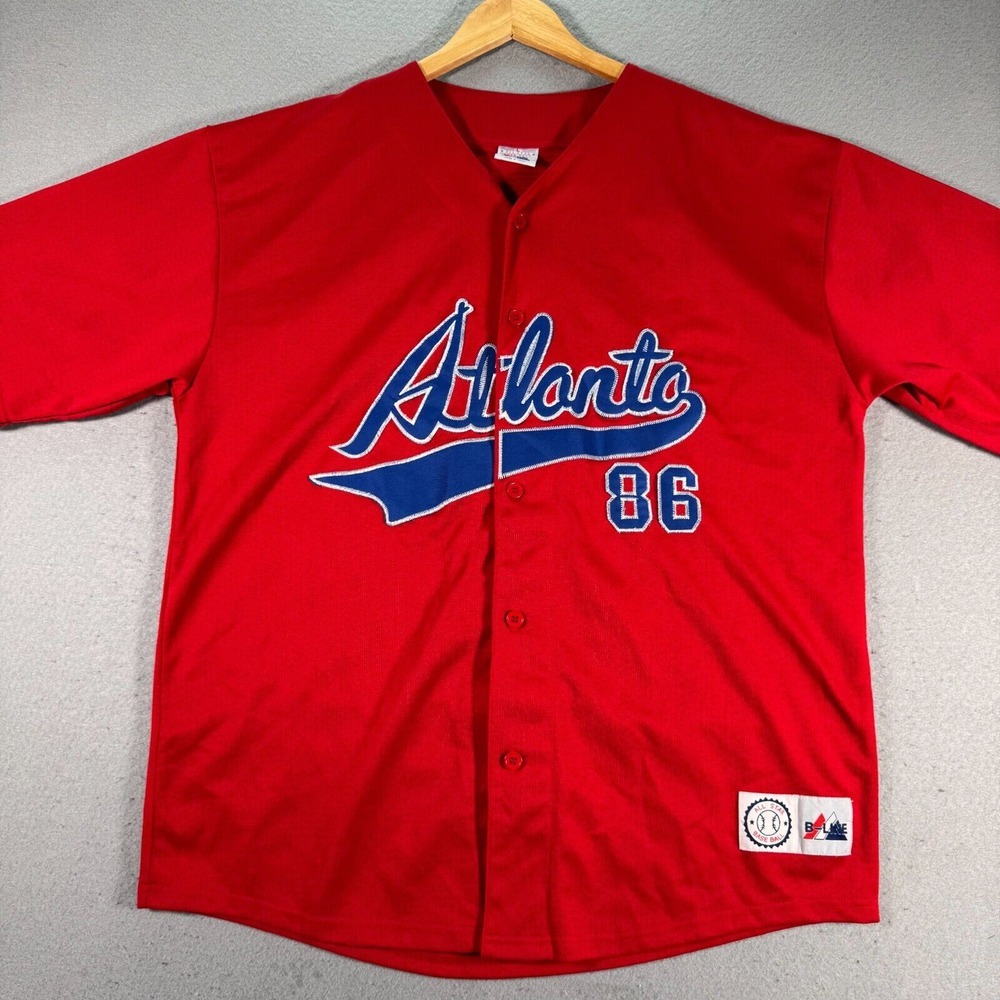 Vintage Atlanta Braves #86 Jersey Mens Large Red All Star‎ Baseball MLB B-Line